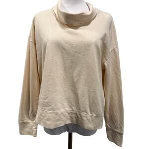 JAMES PERSE Cotton Cream Ivory Cowl Neck Women Sweater 3 Large Quiet luxury